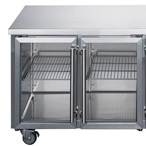 FED-X Three Glass Door Bench Fridge Stainless Steel - XUB7C18G3V