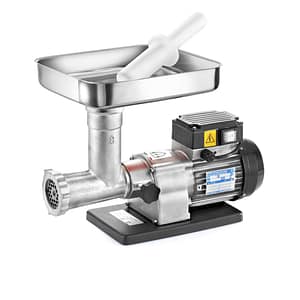 Tre Spade MNS0008 electric meat mincer No. 8 300 W stainless and cast iron construction – front view, Italy – Australia