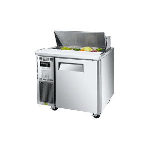 Turbo Air KHR9-1-N salad prep table fridge 213L, 1 door, 900mm wide stainless steel with hooded lid, Australia
