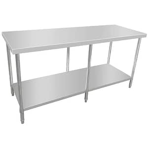 Kitchen Knock stainless steel work bench with undershelf 2100×800×900mm, 6-leg design