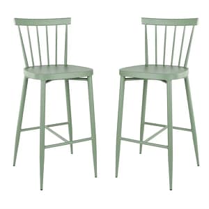 Bolero DX689 green aluminium Windsor high stools, stackable lightweight outdoor bar stools set of 2, Australia