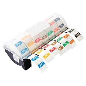 Hygiplas GH474 dissolvable food label starter kit, 25mm dispenser with 7 colour-coded day rolls, Australia