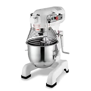 Brice M20A planetary mixer with 20L stainless steel bowl, 750W motor, 3 speeds, safety guard – front view, Australia