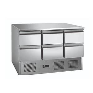 Thermaster GNS1300-6D 6 drawer stainless steel workbench fridge for commercial kitchens – 368L with digital control