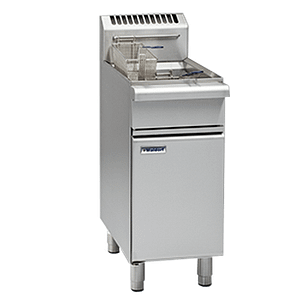 Waldorf FN8118G 400 mm single-pan gas fryer with 18 L oil and 25 kg/hr output, V-tank cool zone – Australia