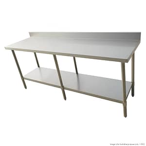 FED WBB7-2100/A stainless steel workbench with splashback and undershelf, 2100mm – front view, Australia
