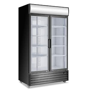 Atosa P1000WB-A dual glass door refrigerator 1000L, bottom-mounted, LED display, stainless steel, R290 refrigerant – Australia