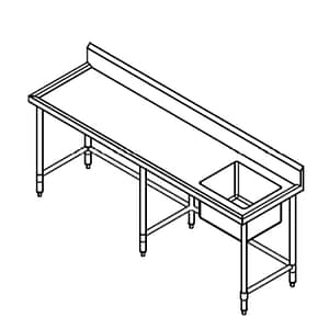 Kitchen Knock Full Stainless Steel Single Sink Bench Leg Brace Right 2100x700mm