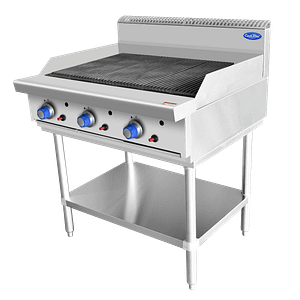 CookRite AT80G9C-F 900mm radiant char grill with stainless steel stand and undershelf, LPG/NG