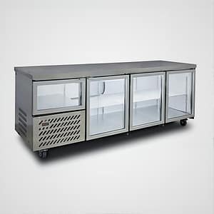 Anvil UBG2400(H) glass door back bar fridge, 886L, 2400mm wide, stainless steel – front view, Australia