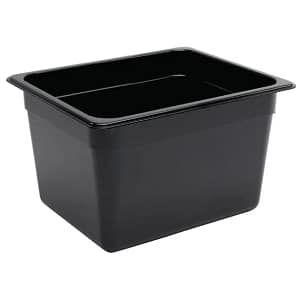 Vogue U461 Black Polycarbonate Gastronorm Pan 1/2 GN with 200mm Depth and 10.8L Capacity