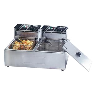Benchstar TEF-82KW double tank electric fryer, 12L capacity, benchtop, stainless steel – Australia
