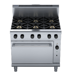 Waldorf RN8610GC 6 Burner Gas Range with GN2/1 convection oven, ideal for high-demand commercial kitchens
