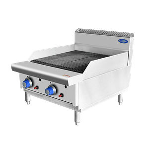 CookRite AT80G6C-C-NG 600mm natural gas char grill, 53MJ/h output, stainless steel body with cast iron grill – front view, Australia