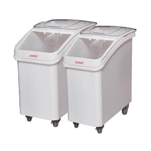 FED JW-S81: 81L Mobile Food Ingredient Storage Bin FED 81L Mobile Food Ingredient Bin (JW-S81) - Stainless Steel Construction, Castors, Clear Lid