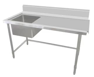 Kitchen Knock 424526 stainless steel single sink bench with left inlet, 1500x700mm for commercial dishwashing