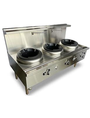 JASPER JA-3CB-L triple wok range with chimney burners for LPG