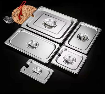 Kitchen Knock Stainless Steel Notched Cover (Lid) for GN Pan 1/2 | Pack of 6