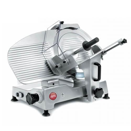 RFE Europa 370 manual meat slicer with 370mm blade, belt-driven for precision slicing in commercial kitchens