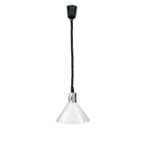 Anvil HLD0001S adjustable silver heat lamp with 250W Teflon-coated globe, 500–1800mm height range – front view, Australia