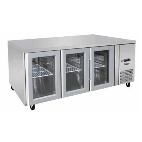 Atosa EPF3731 three-door glass cooling workbench fridge 1795mm GN pan compatible