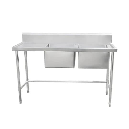 Kitchen Knock 631606 Double Right Sink Bench – 1500×700mm Stainless Steel with Leg Brace