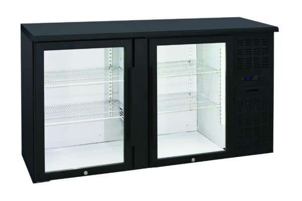 Anvil BBZ0200 Two Door Backbar Fridge with 315L Capacity – Black Glass Display