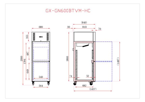 FED-X XURF600S1V Upright Split Door Freezer – 600L, R290, Stainless
