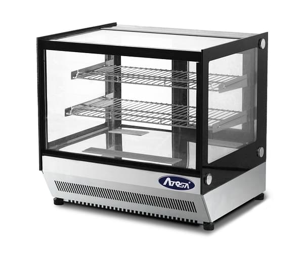 Atosa WSF160L Countertop Cake Showcase 900mm featuring square glass display, ideal for cakes and pastries.