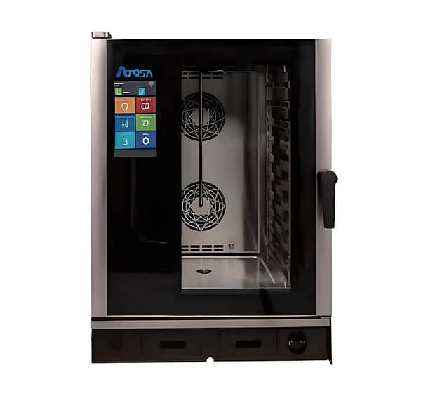 Atosa EPC-1011E2 Electric Combi Oven showcasing touchscreen controls & 10-tray capacity, ideal for gastronomy kitchens.
