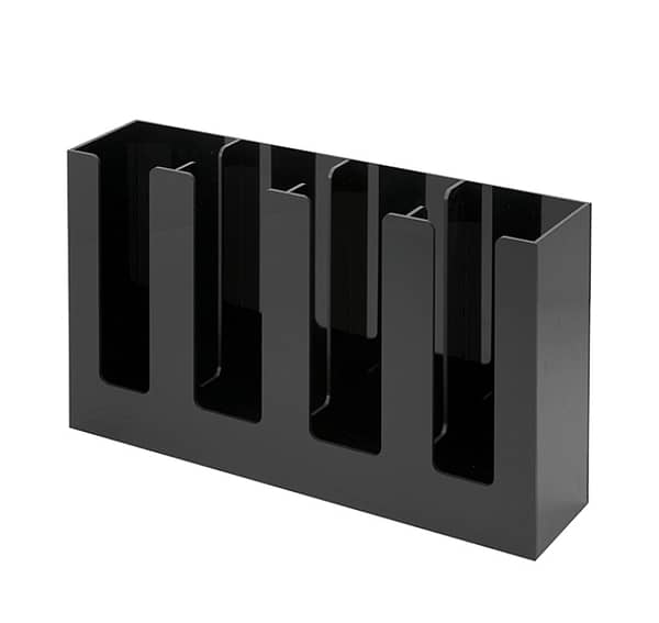 Kitchen Knock Sleek Black 4-Line PC Cup Holder – Model 064360, Ideal for Cafés