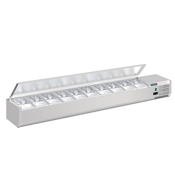 Polar FA857-A G-Series Countertop Prep Fridge with 10x 1/4GN and Stainless Lid