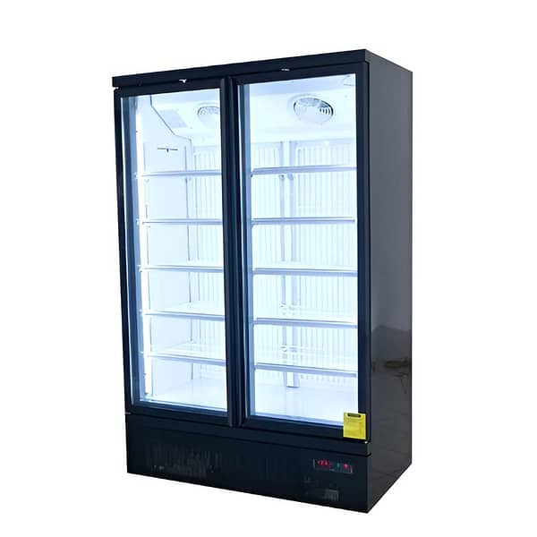 Saltas NDA2150 810L double door glass freezer with LED lighting
