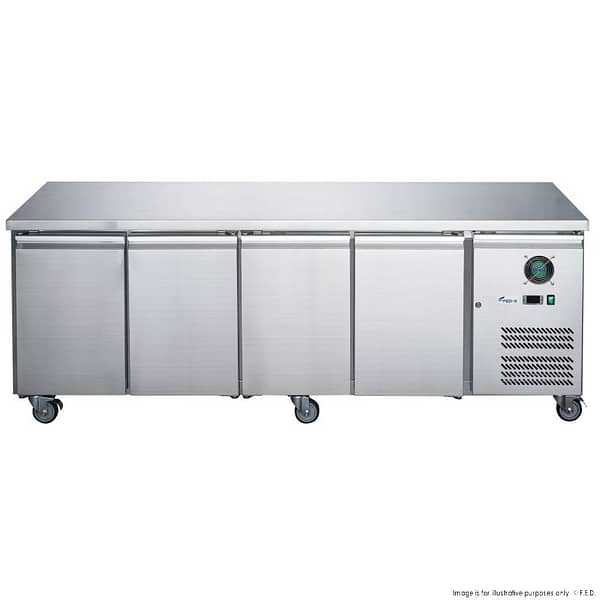FED-X XUB6C22S4V Four Door Stainless Steel Bench Fridge with 449L Capacity