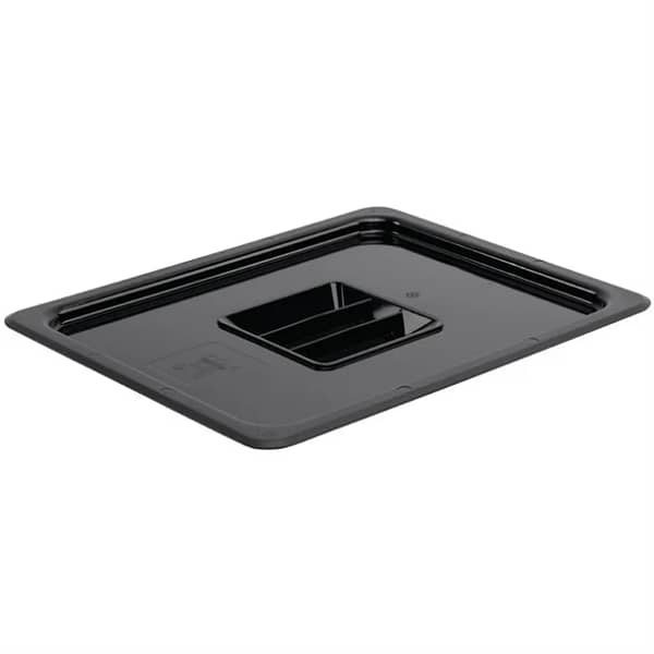 Vogue U475 Black Polycarbonate Gastronorm Lid for 1/2 GN Containers, Durable and Dishwasher Safe