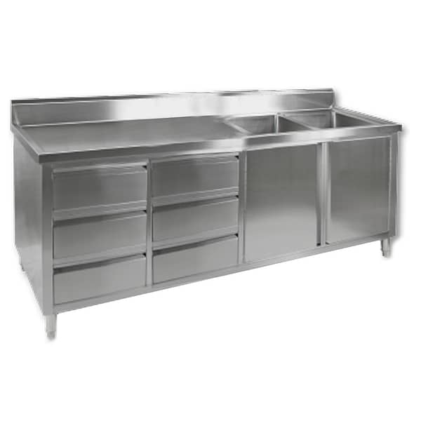 FED DSC-2100R-H Kitchen Tidy Cabinet with Double Sinks