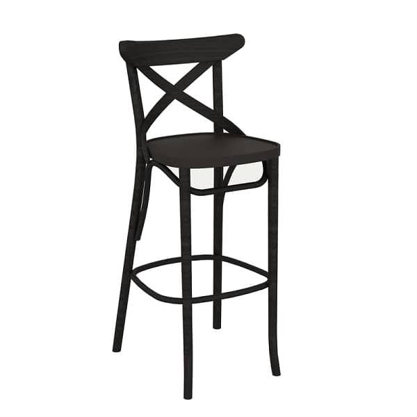 Paged Crossback 750 Bar Stool in Black - Elegant Bentwood Design