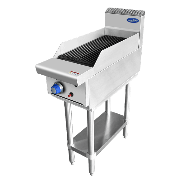 CookRite AT80G3C-F 300mm radiant char grill on stand with cast-iron grate, ideal for restaurants and QSRs