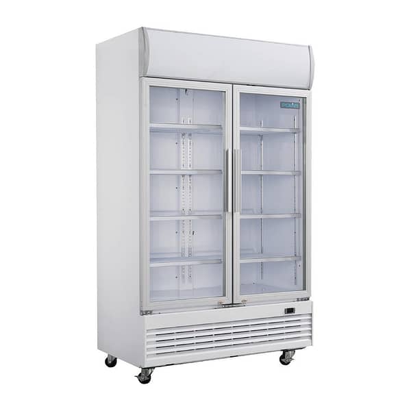 Polar GE580-A 950L Upright Glass Door Display Cooler with LED Lightbox