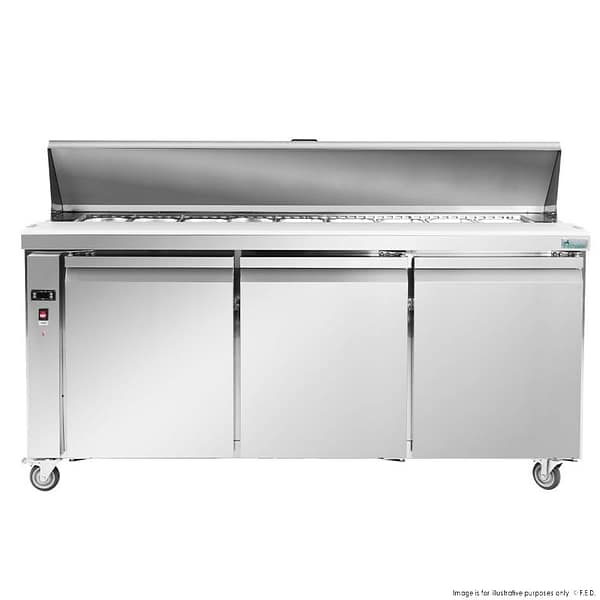 Thermaster SLB180 three-door sandwich bar fridge 1800×750×1090 mm, 390 L, R290 refrigerant – Australia
