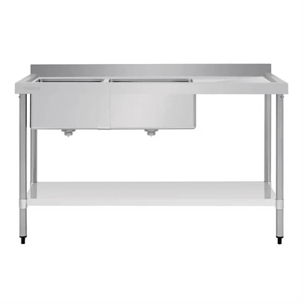 Vogue Double Bowl Sink R/H Drainer - 1500mm x 700mm (90mm Drain) - Image 6