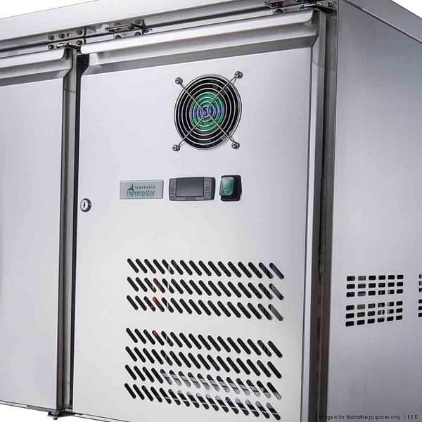 FED-X XUB7C13S2V Two Door Stainless Bench Fridge – 282L, GN1/1, Fan Forced - Image 3