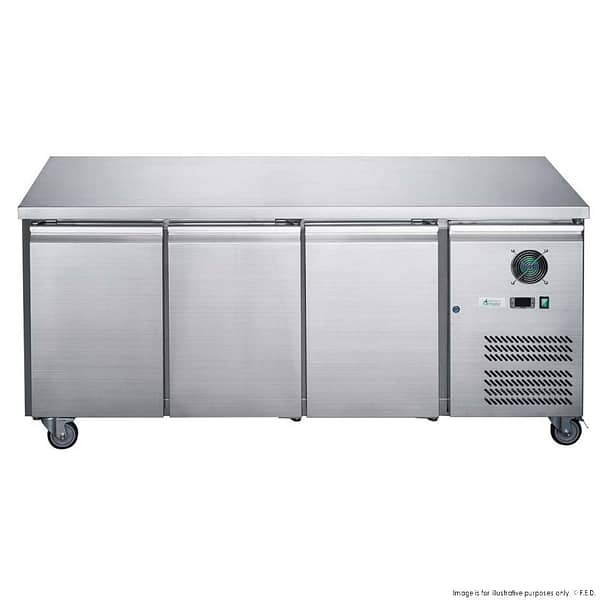 FED-X XUB7F18S3V Three Door Stainless Steel Bench Freezer with 417L Capacity