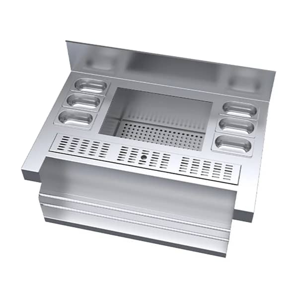 Simply Stainless SBM.CS.0950 cocktail station with insulated ice well, 950mm, stainless steel – front view, Australia