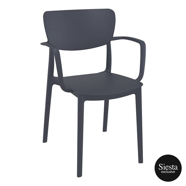 Commercial Grade Anthracite Lisa Armchair - Heavy Duty One-Piece Armchair by Siesta, Turkey