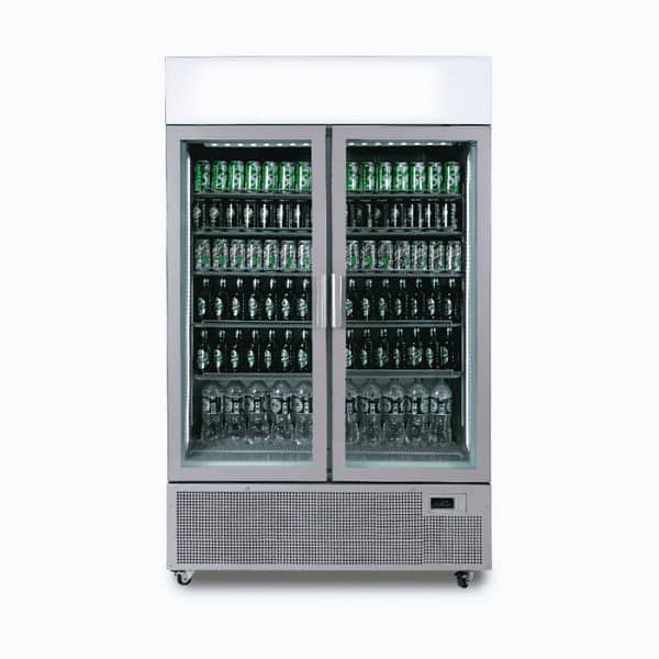 Bromic GM1100LS-NR Two-Door Upright Display Fridge with 1082L Capacity, Silver Finish, LED Lightbox