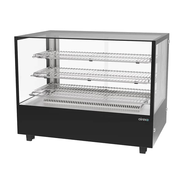 Airex AXH.FDCTSQ.09 countertop heated square food display 160L black finish