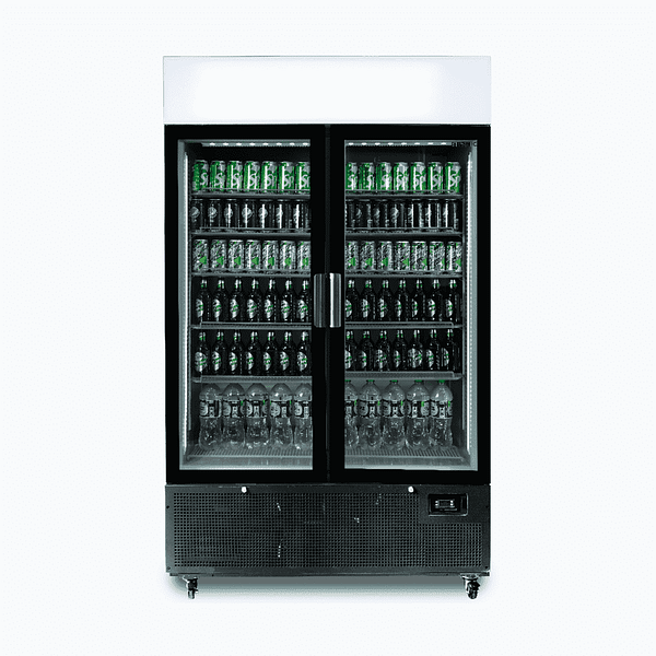 Bromic GM1100LB-NR 1082L Black Upright Display Fridge with Double Glass Doors and Lightbox