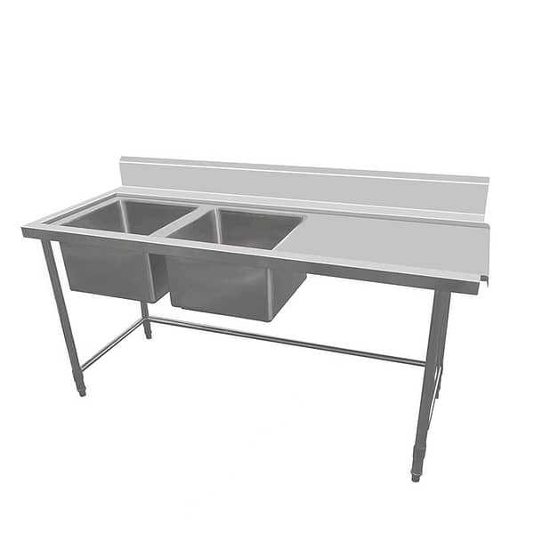 Kitchen Knock Stainless Steel Right Double Sink Bench Dishwasher Inlet