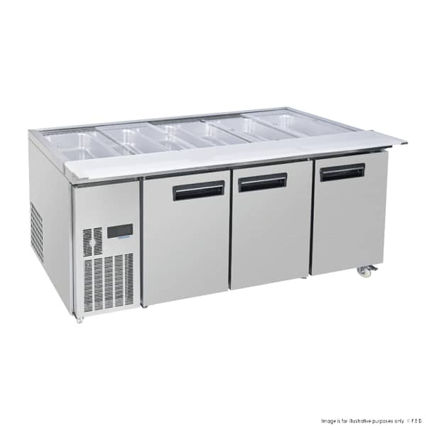 Thermaster Three Door Cold Bench Salad Station 6x1/1 GN Pans PG210FA-XB